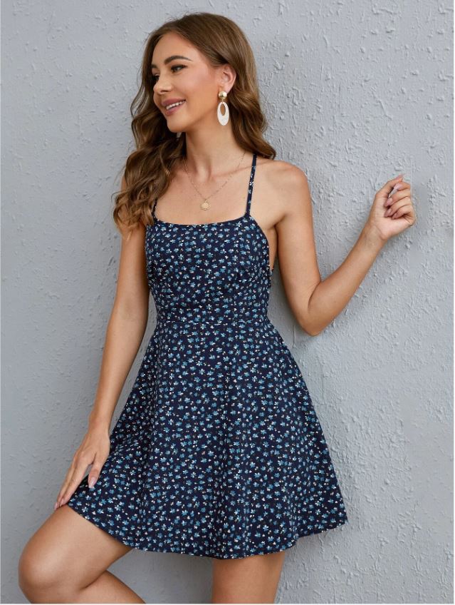 Victoria-Vestido floral con cordón