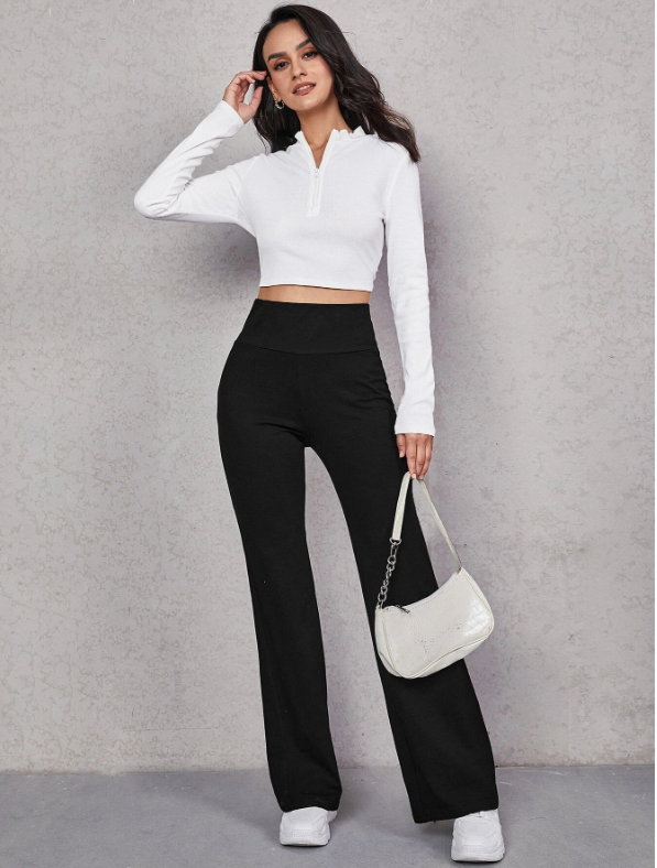 Clara-Pantalon acampanado de cintura ancha